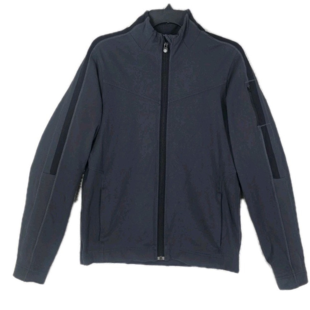 Lululemon Track Jacket Full Zip Mens S Gray Black Stretch Vent Run Performance